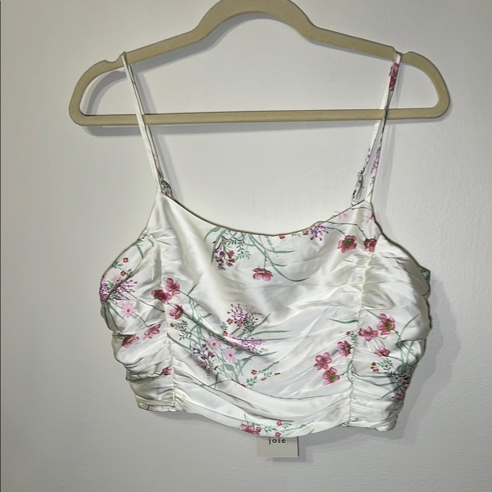 Joie Floral Ruched Crop Tank Top NWT